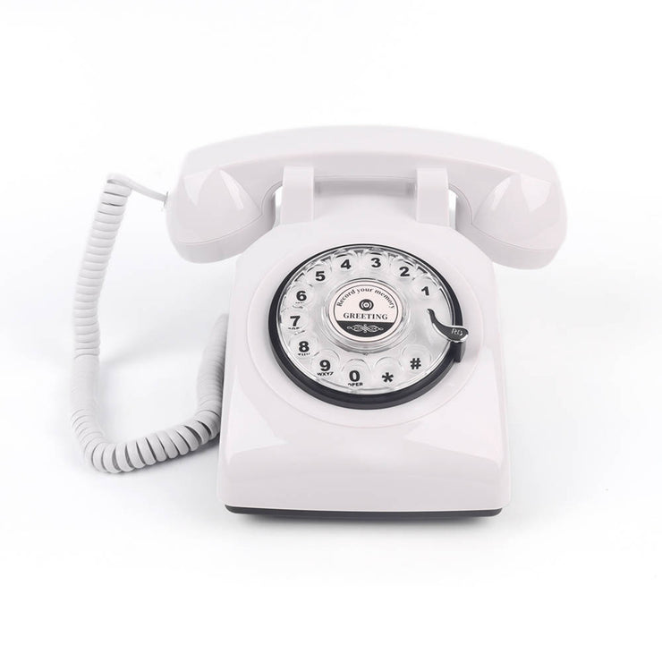 Vintage Rotary Telephone Style Audio Guest Book (White)