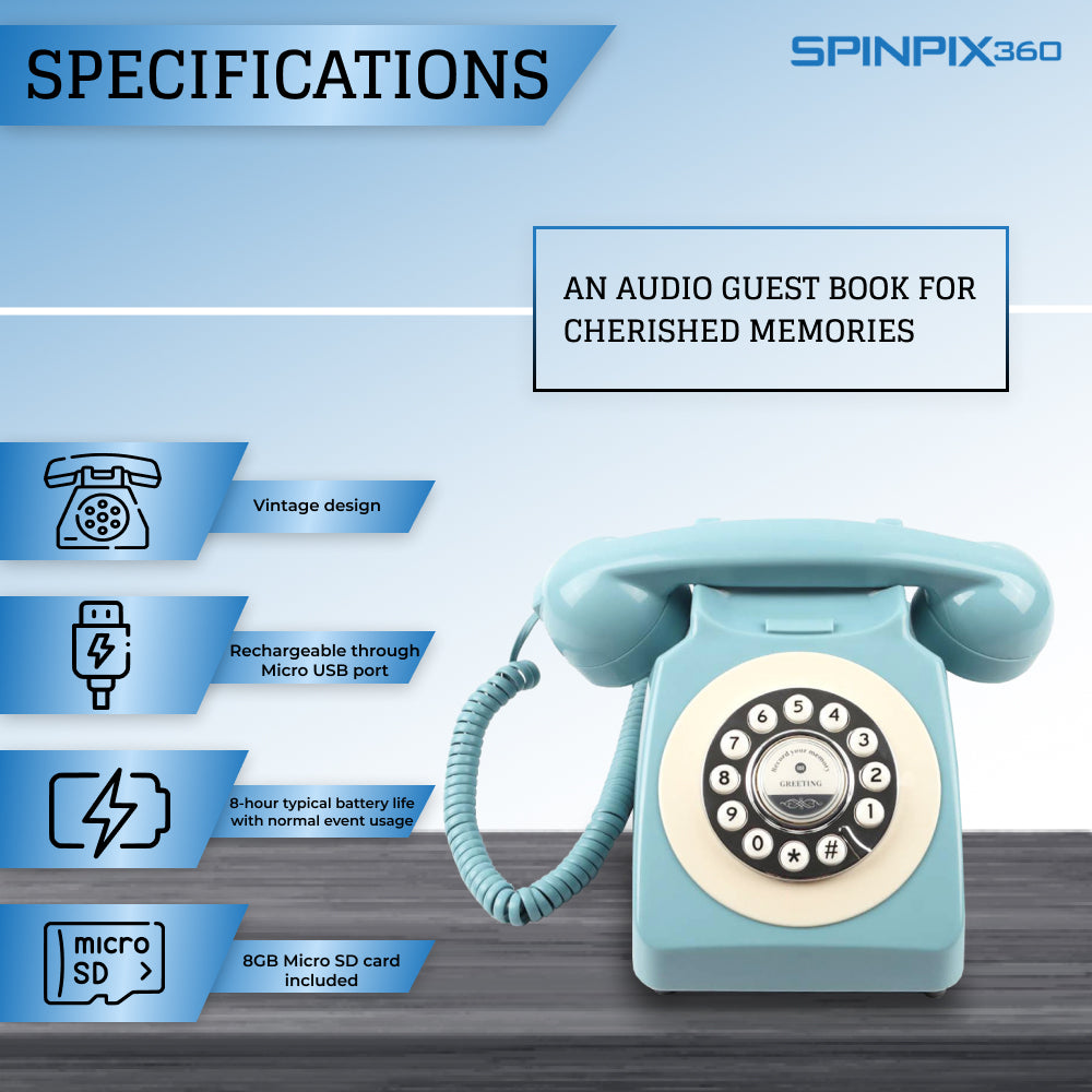 Phone Book Machine Classic Telephone Style Audio Guest Book (Beige) – SpinPix360